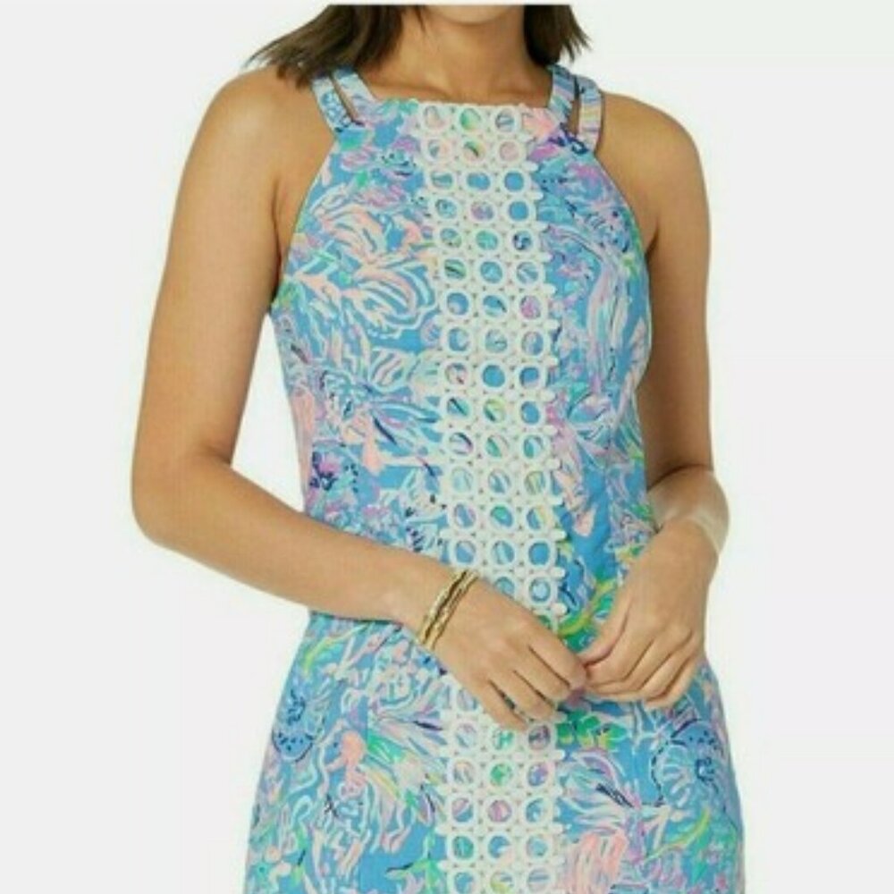 Lilly Pulitzer Pearl All Together Now Stretch Shift Lace Trim Dress. SZ 0 - Picture 4 of 4